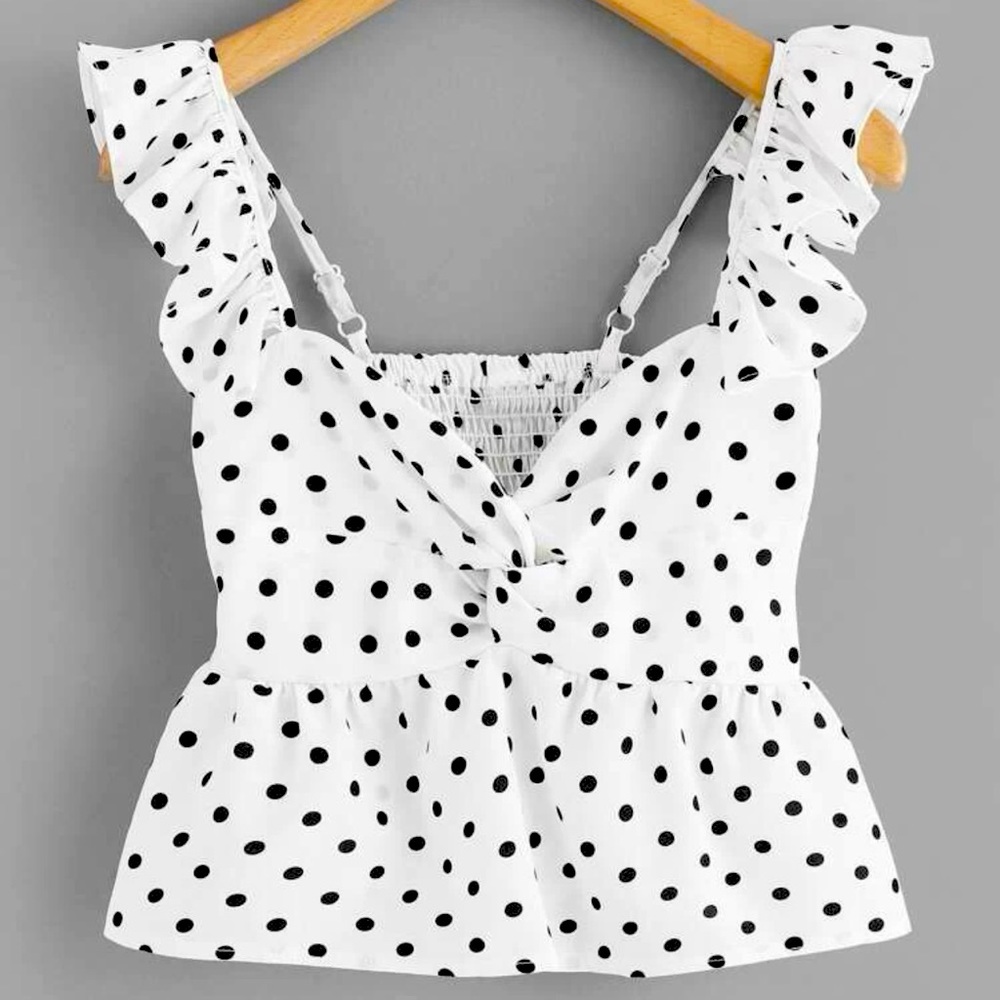 SHEIN Twist Front Shirred Top